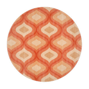 Mitte des Jahrhunderts modern ogee orange und beig Schneidebrett