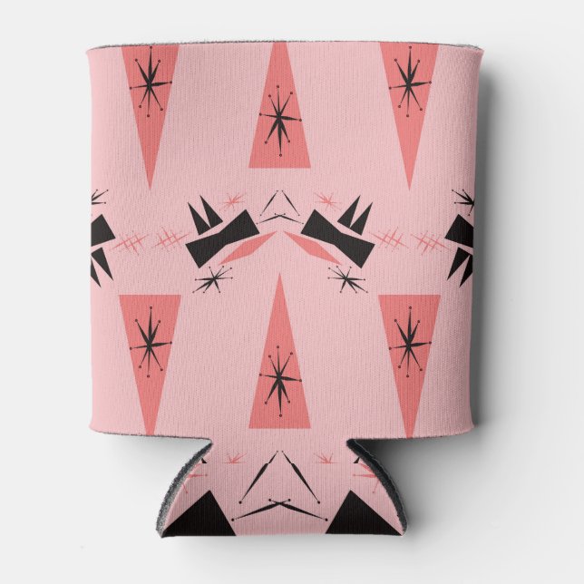 Mitte des Jahrhunderts modern: rosa Korallenmuster Dosenkühler (Vorderseite)