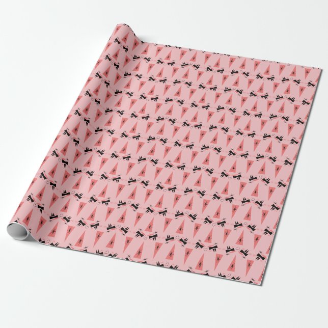 Mitte des Jahrhunderts modern: rosa Korallenmuster Geschenkpapier (Ungerollt)