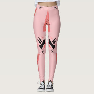Mitte des Jahrhunderts modern: rosa Korallenmuster Leggings