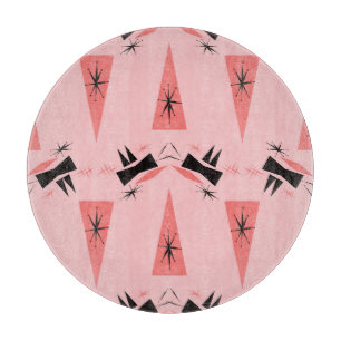 Mitte des Jahrhunderts modern: rosa Korallenmuster Schneidebrett