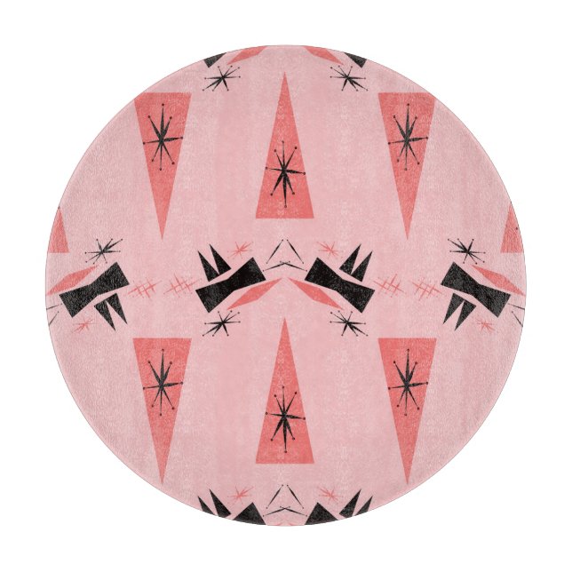 Mitte des Jahrhunderts modern: rosa Korallenmuster Schneidebrett (Vorderseite)