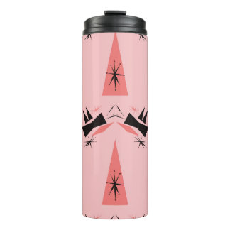 Mitte des Jahrhunderts modern: rosa Korallenmuster Thermosbecher