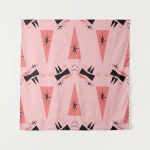 Mitte des Jahrhunderts modern: rosa Korallenmuster Wandteppich