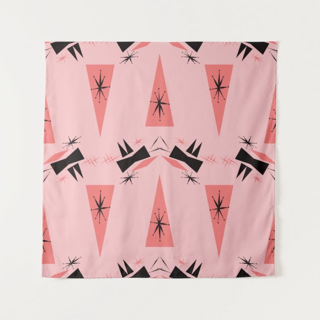 Mitte des Jahrhunderts modern: rosa Korallenmuster Wandteppich (Vorderseite)