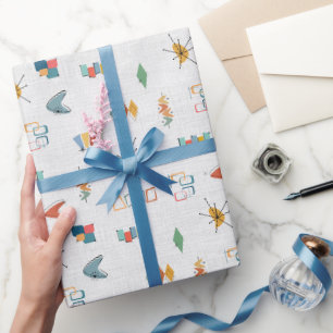 Mitte des Jahrhunderts modern strukturiert weiß Geschenkpapier