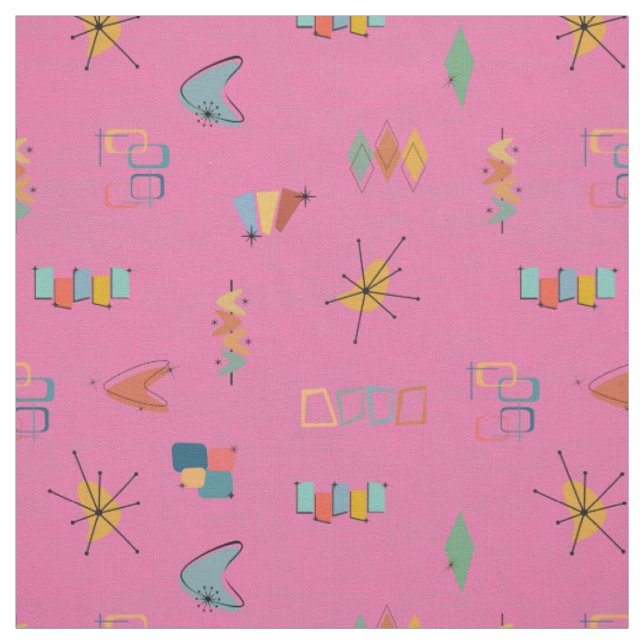 Mitte des Jahrhunderts modern strukturierte rosa Stoff (Muster)