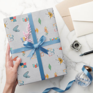 Mitte des Jahrhunderts modern strukturiertes hellg Geschenkpapier