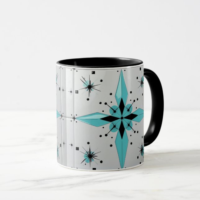 Mitte des Jahrhunderts Moderne Atomare Sternenexpl Tasse (VorderseiteRechts)