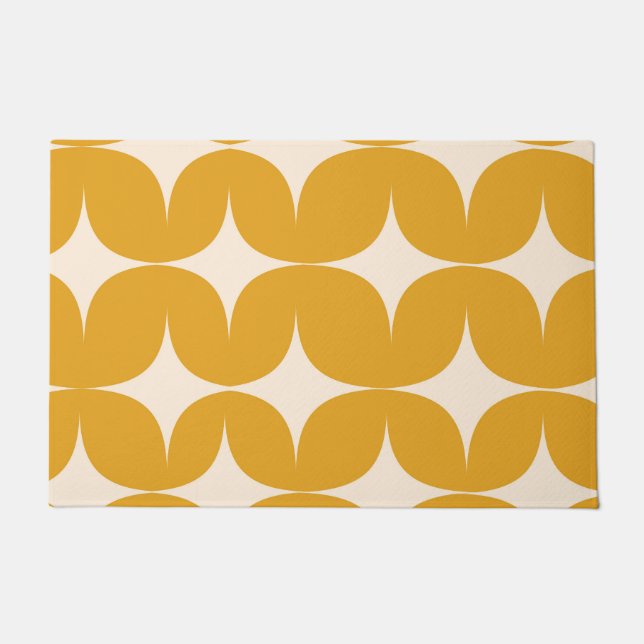 Mitte des Jahrhunderts moderne beige Sternenexplos Fußmatte (Vorderseite)