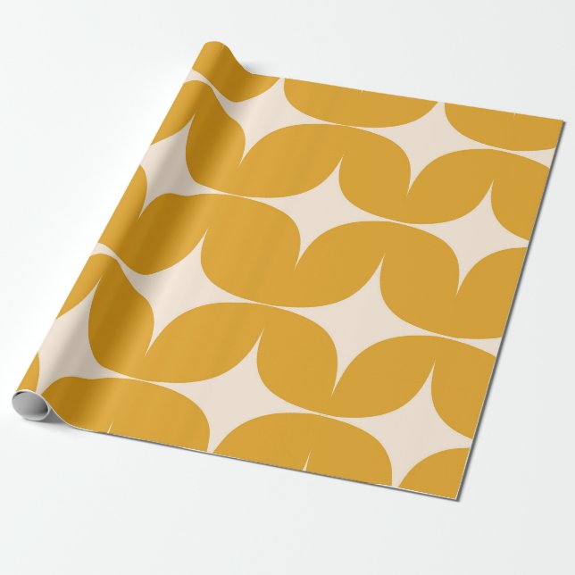 Mitte des Jahrhunderts moderne beige Sternenexplos Geschenkpapier (Ungerollt)