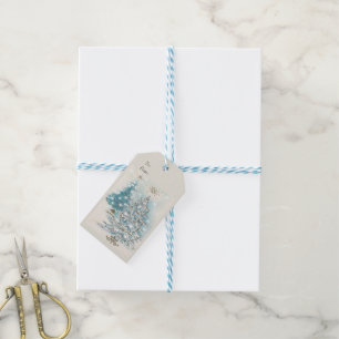 Mitte des Jahrhunderts Moderne Blue Silver Weihnac Geschenkanhänger