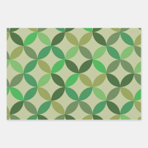 Mitte des Jahrhunderts, moderne geometrische grüne Geschenkpapier Set
