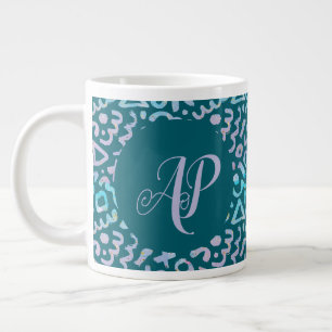 Mitte des Jahrhunderts moderne geometrische grüne Jumbo-Tasse