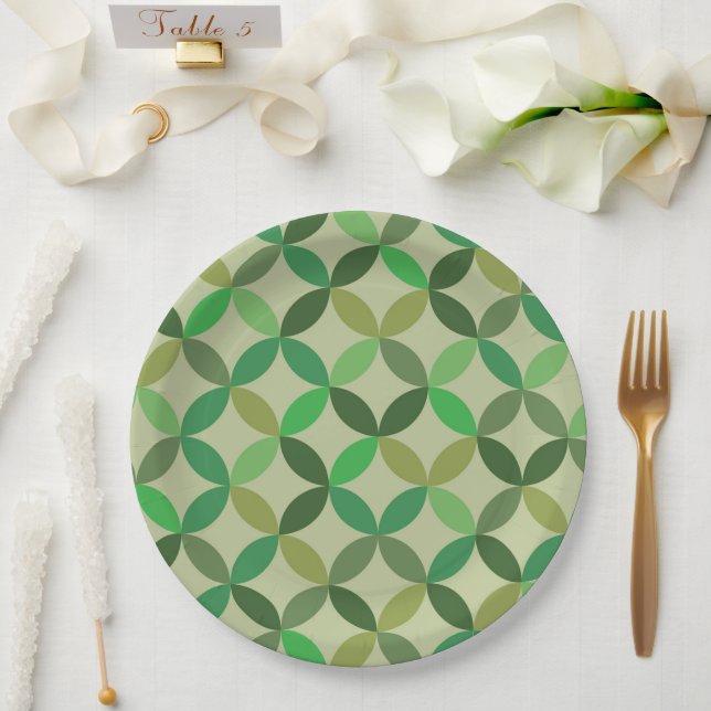 Mitte des Jahrhunderts Moderne Geometrische Grüne  Pappteller (Hochzeit)