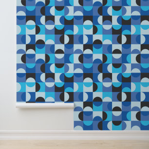 Mitte des Jahrhunderts moderne Halbkreise Blau Tür Tapete