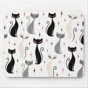 Mitte des Jahrhunderts Moderne Katzenmauspad Retro Mousepad