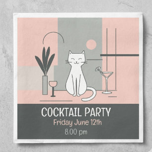 Mitte des Jahrhunderts Moderne Retro-Katze Cocktai Serviette