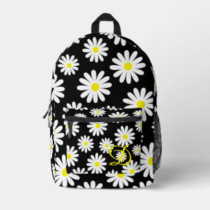 Mitte des Jahrhunderts moderne retro weiße Floral Bedruckter Rucksack