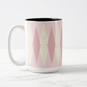 Mitte des Jahrhunderts moderne rosa Argyle Zwei-To Zweifarbige Tasse