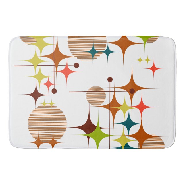 Mitte des Jahrhunderts moderne Sternenexplosionen  Badematte (Vorderseite)