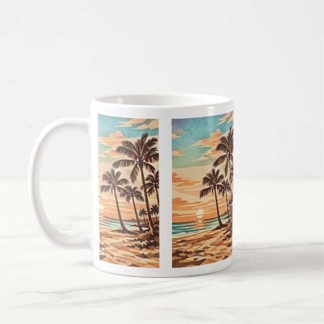 Mitte des Jahrhunderts moderne Strand Hawaii Sonne Kaffeetasse (Links)