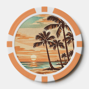 Mitte des Jahrhunderts moderne Strand Hawaii Sonne Pokerchips