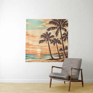 Mitte des Jahrhunderts moderne Strand Hawaii Sonne Wandteppich