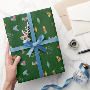 Mitte des Jahrhunderts Moderne Texturierter Waldgr Geschenkpapier