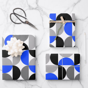 Mitte des Jahrhunderts Modernes Abstraktes Muster Geschenkpapier Set