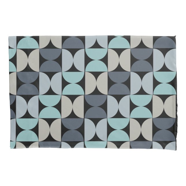 Mitte des Jahrhunderts Modernes Blau und Grau Kissenbezug (Vorderseite)