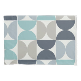 Mitte des Jahrhunderts Modernes Blau und Grau Kissenbezug