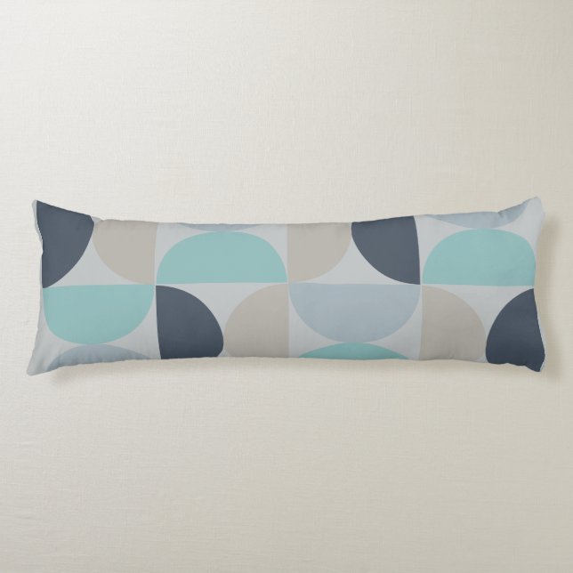Mitte des Jahrhunderts Modernes Blau und Grau Seitenschläferkissen (Vorderseite)