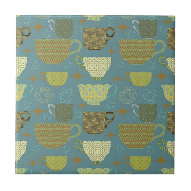 Mitte des Jahrhunderts Modernes, robustes blaues T Fliese (Vorderseite)