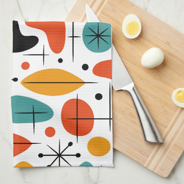 Mitte des Jahrhunderts, modernes Sternenmuster Geschirrtuch (Viertel Falte)