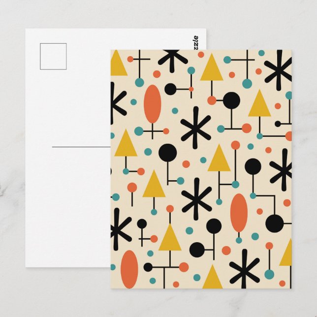 Mitte des Jahrhunderts, modernes Sternenmuster Postkarte (Vorne/Hinten)