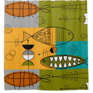 Mitte des Jahrhunderts modernes WhimsicalFish Duschvorhang