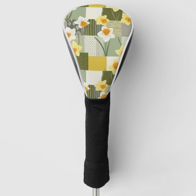 Mitte des Jahrhunderts Narzisse Blumenmuster Golf Headcover (Vorderseite)