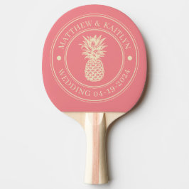 Mitte des Jahrhunderts Pfirsich-Ananas-Hochzeitswa Tischtennis Schläger