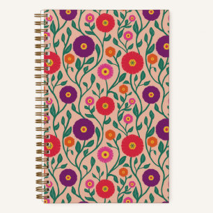 Mitte des Jahrhunderts Rebenblume Garten-Girland Notizbuch