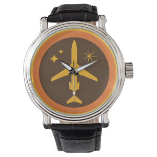 Mitte des Jahrhunderts Retro Brown und orange Jet Armbanduhr