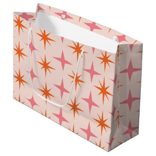Mitte des Jahrhunderts Retro-Starbursts Muster ros Große Geschenktüte