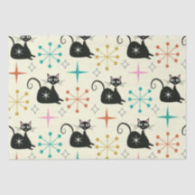 Mitte des Jahrhunderts schwarze atomare Katze mit