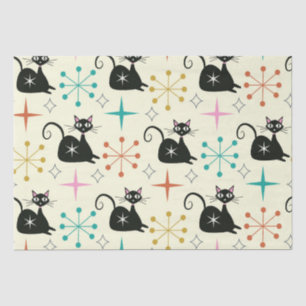 Mitte des Jahrhunderts schwarze atomare Katze mit  Seidenpapier