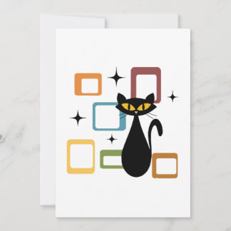 Mitte des Jahrhunderts schwarze Katze Feiertagskarte