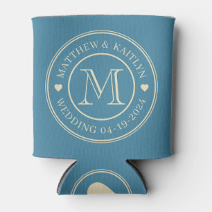 Mitte-des-Jahrhunderts Tief-Aqua-Hochzeitsmonogram Dosenkühler