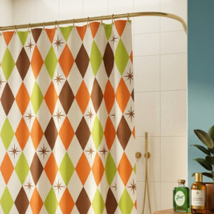 Mitte des Jahrhunderts Vibes – Retro geometrischer Duschvorhang