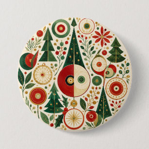 Mitte des Jahrhunderts Weihnachtsmosaik Button