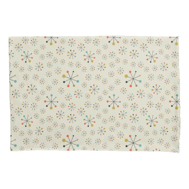 Mitte- des Jahrhundertsinspiriertes atomarmuster Kissenbezug (Vorderseite-Links)