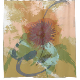 Mitte- des Jahrhundertsmit Blumenabstraktes Duschvorhang